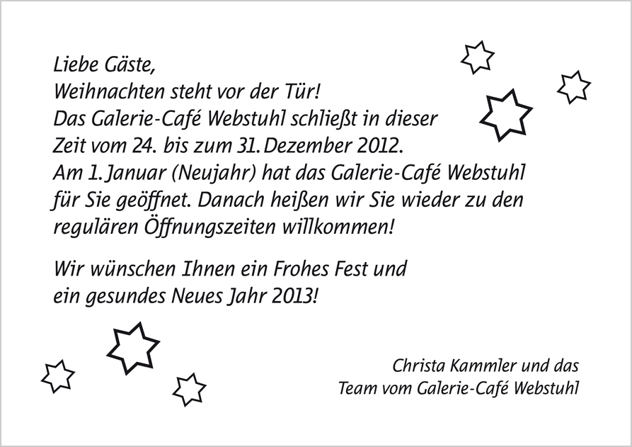 Aushang GCW Feiertage
