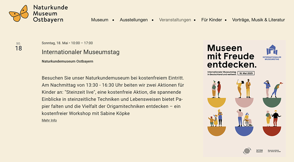 Origami Workshop im Naturkundemuseum Ostbayern zum Internationalen Museumstag 2025